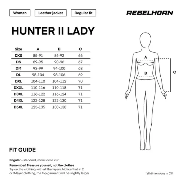 MC-Læderjakke – Rebelhorn Hunter 2 Damejakke Sort
