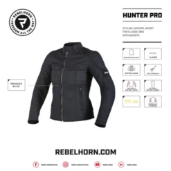 MC-Læderjakke – Rebelhorn Hunter Pro Damejakke Sort