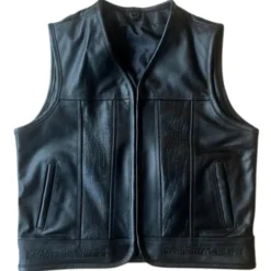 MC Lædervest – CungX Custom Croc Vest Sort