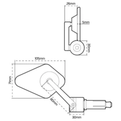 MC-Spejl – Oxford Arrow 360 Bar End Mirror OX511