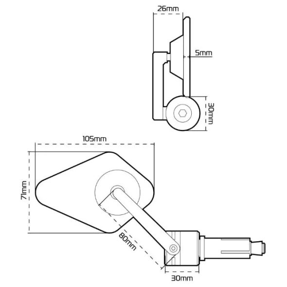 MC-Spejl – Oxford Arrow 360 Bar End Mirror OX511
