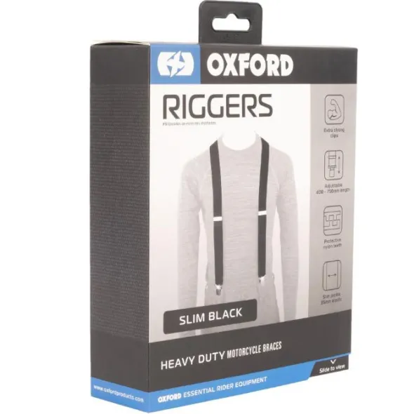 Seler til MC-bukser – Oxford Riggers Sort Tynd CA065